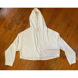 Fabletics Women's Cropped Hooded Hoodie Sweatshirt Beige Size Medium